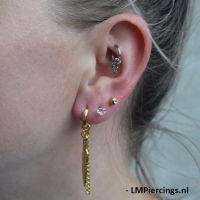 Oorbellen 2-zijdig te dragen 5 mm gold plated