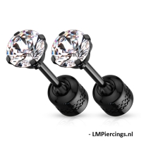 Ohrringe 4 mm schwarz, beidseitig tragbar