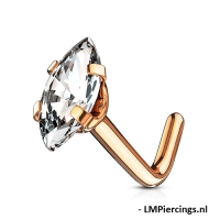 Nasenpiercing Marquise ovaler Stein hochwertig roségoldfarben