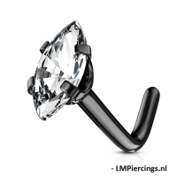 Nasenpiercing Marquise ovaler Stein hochwertig schwarz