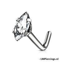 Nasenpiercing Marquise ovaler Stein hochwertig weiß