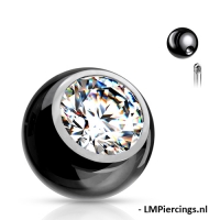 Schwarze Kugel mit weißem Stein 1,6 mm x 5 mm