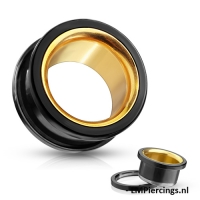 12 mm Schraubtunnel schwarz mit goldener Innenseite