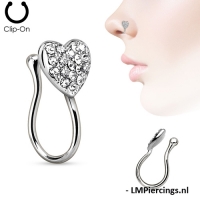 FAKE Piercing Herz mit Edelsteinen