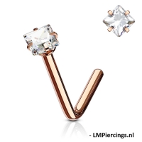 Nasenpiercing L-Bogen quadratisch CZ rosévergoldet