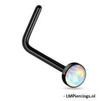 Nasenpiercing L-Bogen Opal schwarz