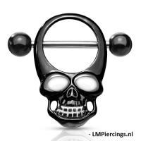 Brustwarzenpiercing Totenkopf schwarz
