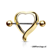 Brustwarzenpiercing Herzform vergoldet