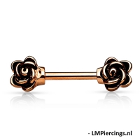 Brustwarzenpiercing 2 Rosen vergoldet Rose