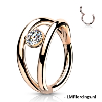 Piercing Hochwertiger Doppel-Creolen mit CZ-Stein rosévergoldet