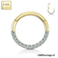 14kt Halbkreispiercing mit Steinen 1,2 x 8 mm Gelbgold