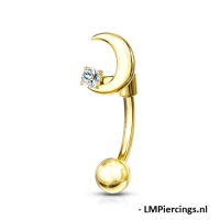 Piercing Mond mit vergoldetem Stein