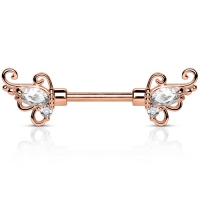 Brustwarzenpiercing Ornamental mit rosévergoldetem Stein