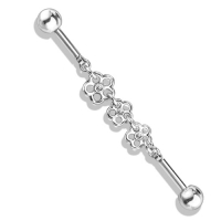 Industrial Piercing Halskette mit 3 Blumen