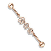 Industrial Piercing Halskette mit 3 Blumen in Roségold