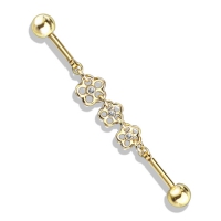 Industrial Piercing Halskette mit 3 goldfarbenen Blumen
