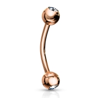 Piercing rund vergoldet rosa Farbe weißer Stein 1,2x6