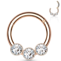 Piercing 3 Kristalle roségoldfarben 1,2x8