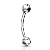 Piercing runder Sockel mit weißem Stein 1,2x6