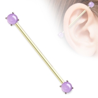 Industrial Piercing Amethyst Stein vergoldet