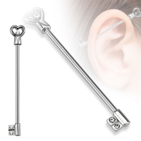 Industrial Piercing Herz mit Schlüssel weiß