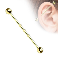 Industrial Piercing mit Einkerbung, vergoldet