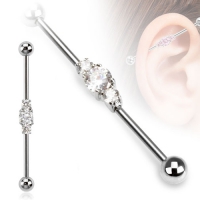Industrial Piercing 3-Mittelstein weiß