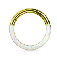 Piercing hochwertiger Opal Frontclicker vergoldet 1,2x8