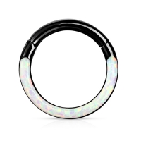 Piercing hochwertiger Opal Frontclicker schwarz 1,2x8
