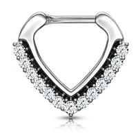 Hochwertiges Piercing mit V-Form und Edelsteinen 1,2x8