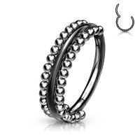 Piercing hochwertige doppelseitige Milgrain Perlen 8 mm schwarz
