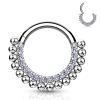 Hochwertiges Piercing mit Edelsteinen und Kugeln 8 mm