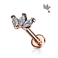 Piercing dreifach Marquise 6mm rosévergoldet