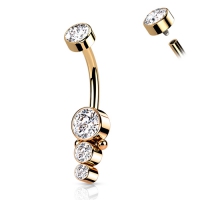 Dreifach CZ Rund Cluster Dropdown Bauchnabelpiercing Roségold
