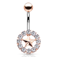 Bauchnabelpiercing Stern mit Kristall rund roségold