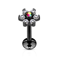Piercing Blume schwarz 6 mm