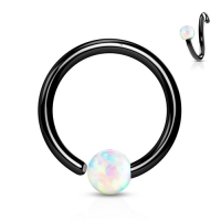 Piercing Creolenring schwarz mit Opalstein 0,8x8 mm