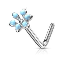 Nasenpiercing Blume 3D Top Aqua