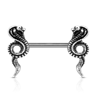 Brustwarzenpiercing Kobras Antik Silber