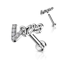 Piercing „LOVE“ weiß 1,2x8