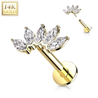 Piercing 14kt Gold 5-Marquise CZ Fächer