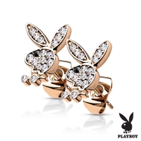 Roségoldene Ohrringe im Playboy-Stil mit Edelsteinen
