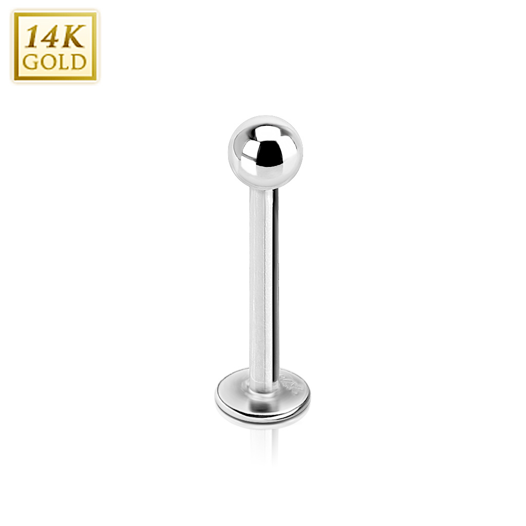 14K Weißgold Labret - 1,6 x 10 mm