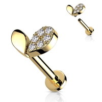 Piercing Sprout Herz Top weiß vergoldet 8mm