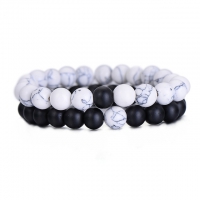 Set mit 2 Armbändern aus Naturstein Ying Yang, beste Freunde