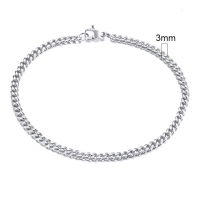 Silberfarbenes Edelstahlarmband 3mm