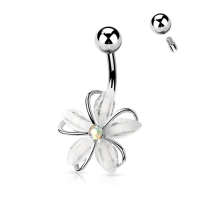 Bauchnabelpiercing CZ Stein Draht weiße Blume
