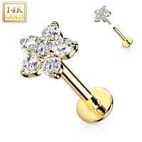 14 kt. Piercing Blumenspitze 1,2x8mm