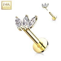 Piercing 14kt Gold 3-Marquise CZ Fächer