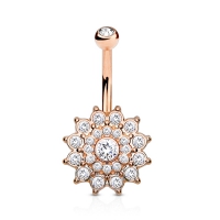 Bauchnabelpiercing Dahlie weiß rosévergoldet